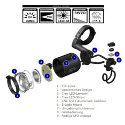Giant Beleuchtung / Recon-E HL150 - Mit Fernlicht StVZO - Zulassung / 250lm - 800lm / Side Mount Halter Und Giant Kabel Im Lieferumfang Enthalten -Giant giant beleuchtung recon e hl150 mit fernlicht stvzo zulassung 250lm 800lm side mount halter und giant kabel im lieferumfang enthalten5